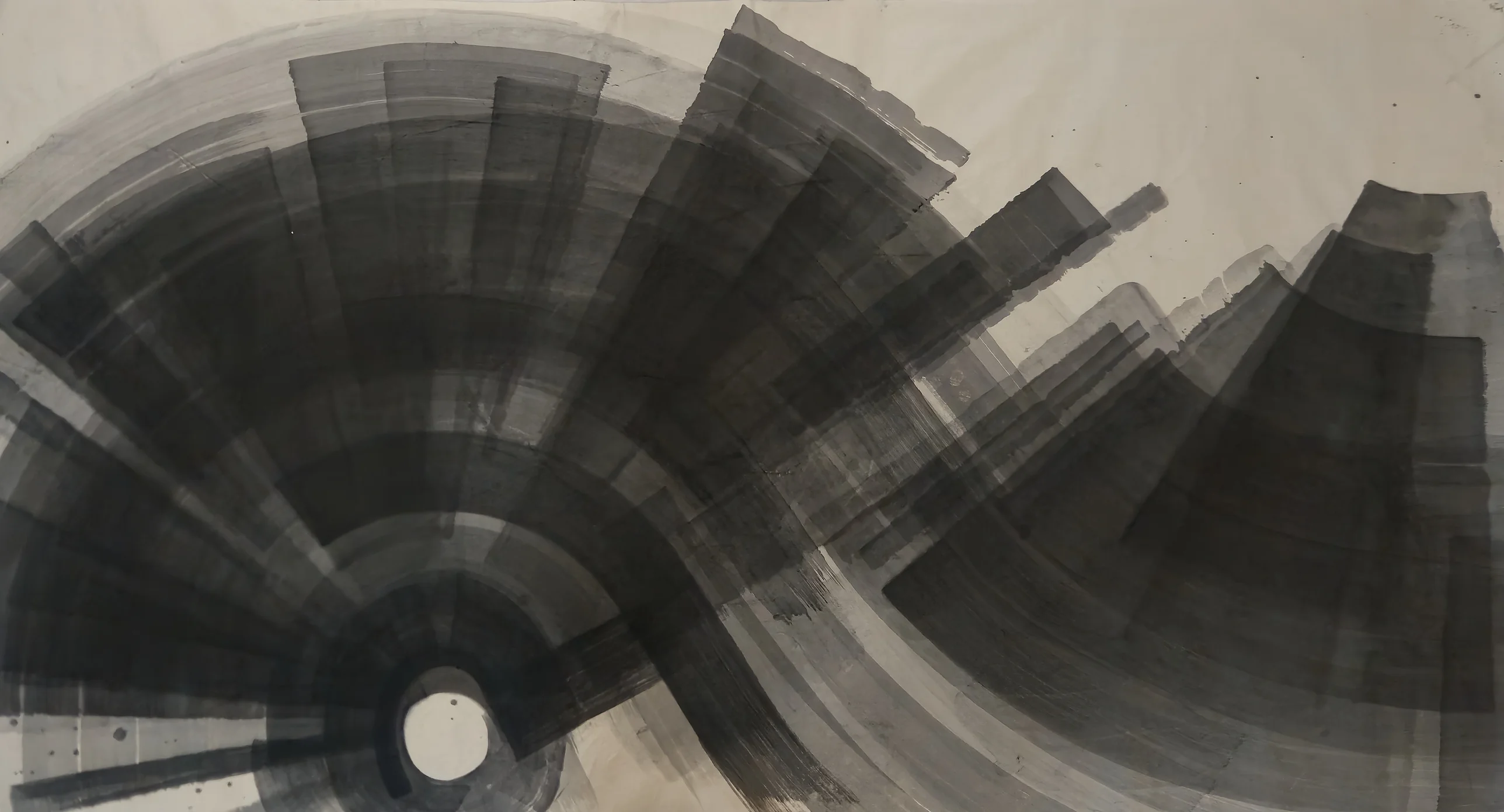 T_352, sumi ink on red star mo she imitation antique chu bark, exhibition edition