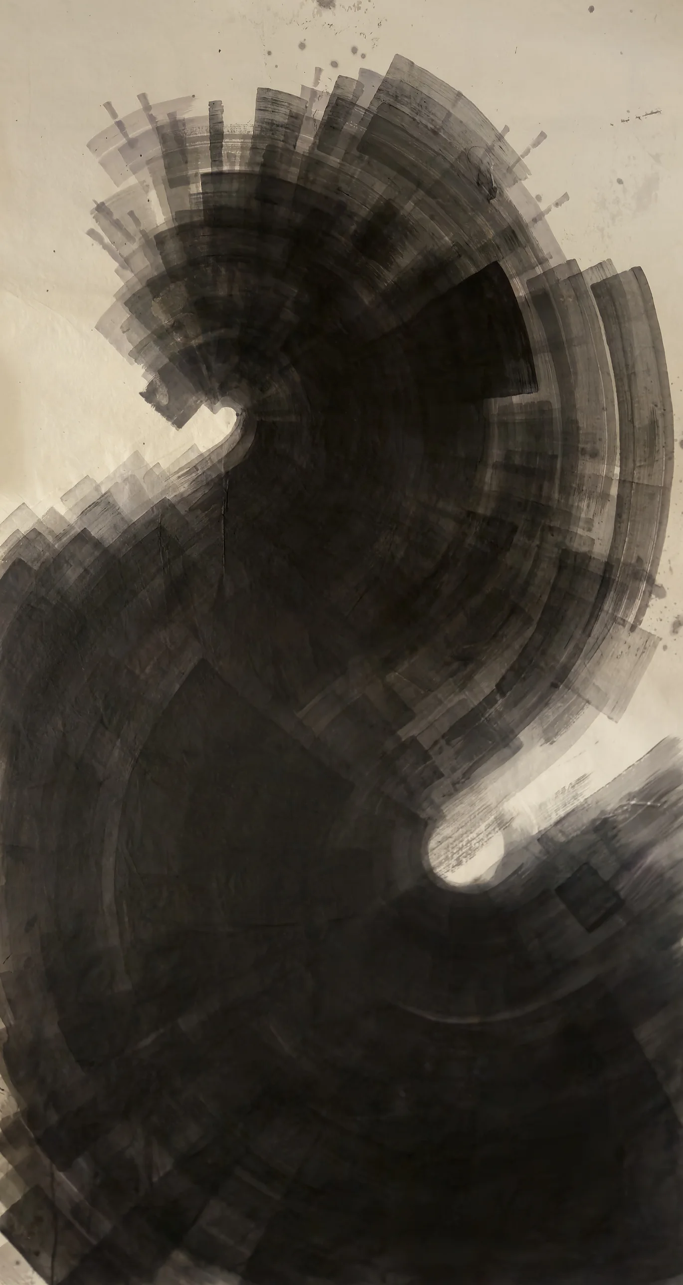 T_381, sumi ink on red star mo she imitation antique chu bark, exhibition edition