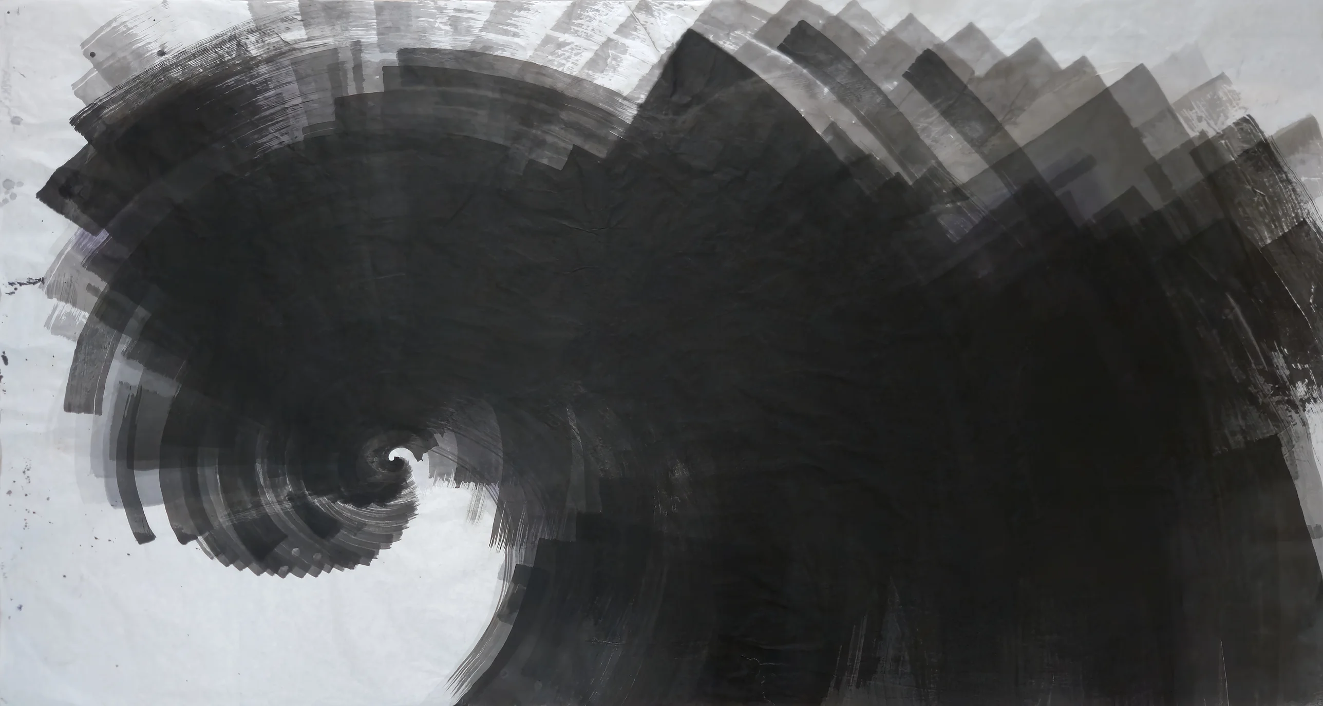 T_388, sumi ink on half-cooked red star mo she 6-foot bark xuan paper, self-sized